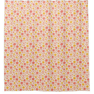 Pink and yellow flower pattern shower curtain