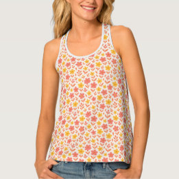 Pink and yellow flower pattern tank top