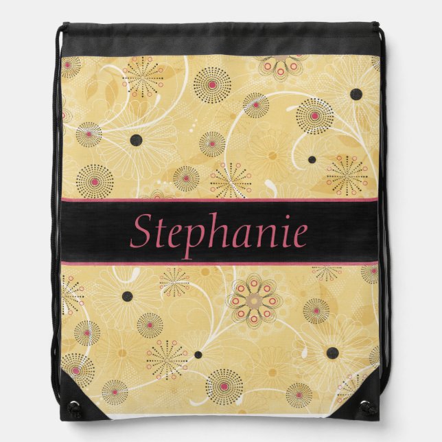 Pink and Yellow Flower Personalized Backpack (Front)