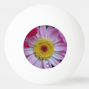 Pink and yellow flower ping pong ball