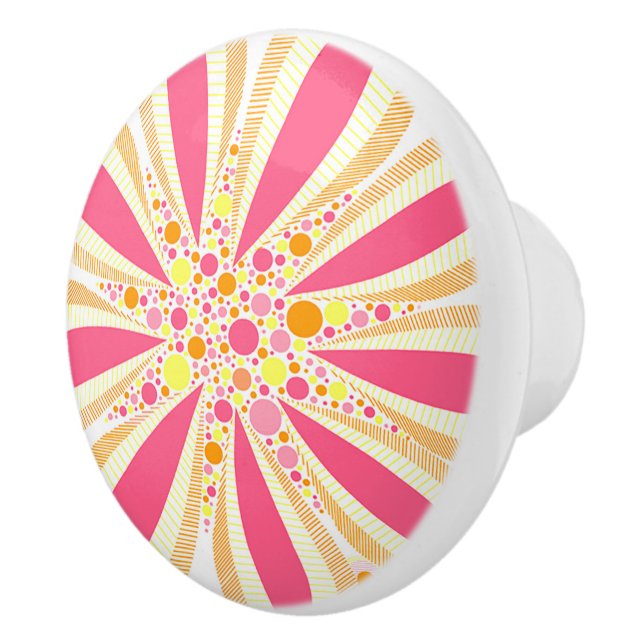 Pink and Yellow Flowers Ceramic Knob (Right)