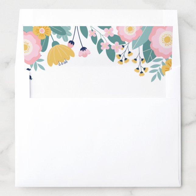 Pink and Yellow Flowers Envelope Liner (In Envelope)