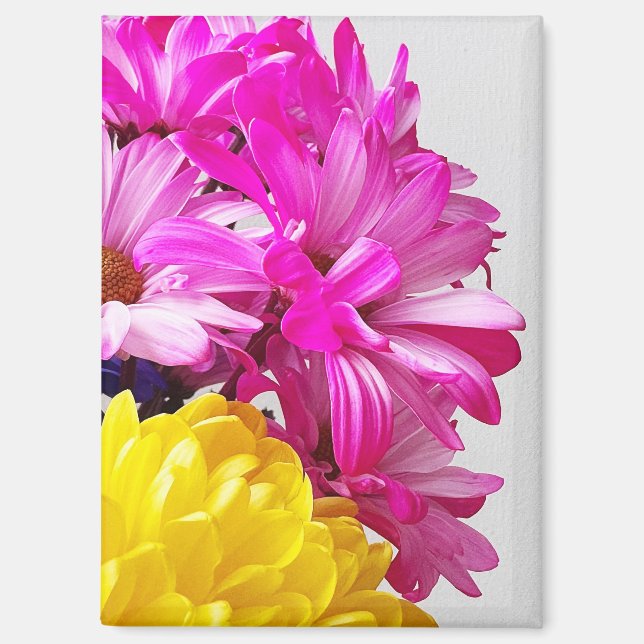 Pink and Yellow Flowers Magnet - TheDabs by Mari D (Front)
