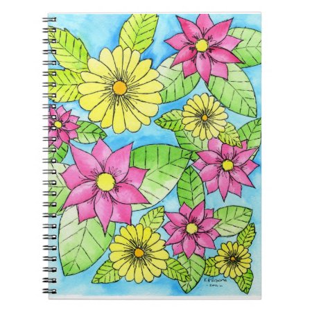 Pink And Yellow Flowers Notebook