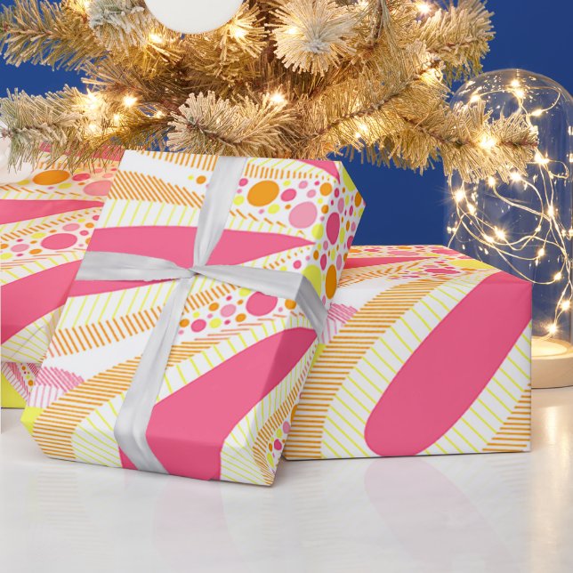 Pink and Yellow Flowers Wrapping Paper (Holidays)