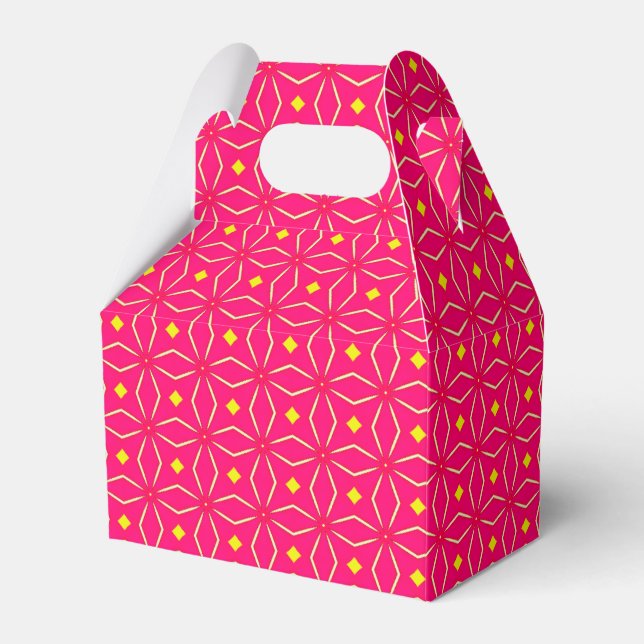 Pink and Yellow Geometric Print Party Favor Box (Front Side)
