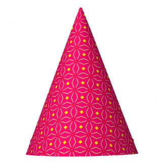 Pink and Yellow Geometric Print Party Hat