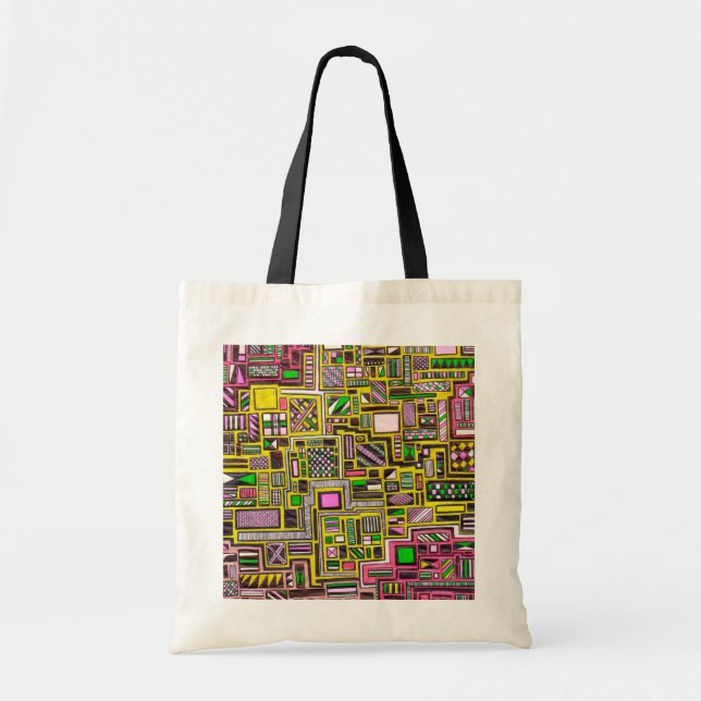 Pink and Yellow Geometric shapes pop art punk Tote Bag (Front)
