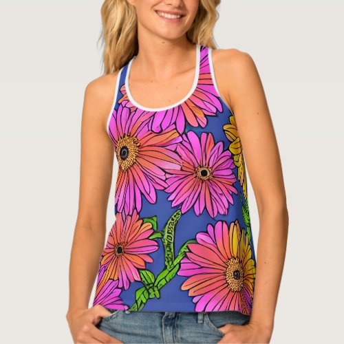 Pink and Yellow Gerber Daisy Tank Top