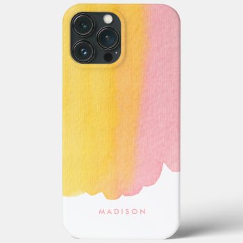 Pink And Yellow Gradient Watercolor Iphone 13 Pro Max Case by heartlockedcases at Zazzle