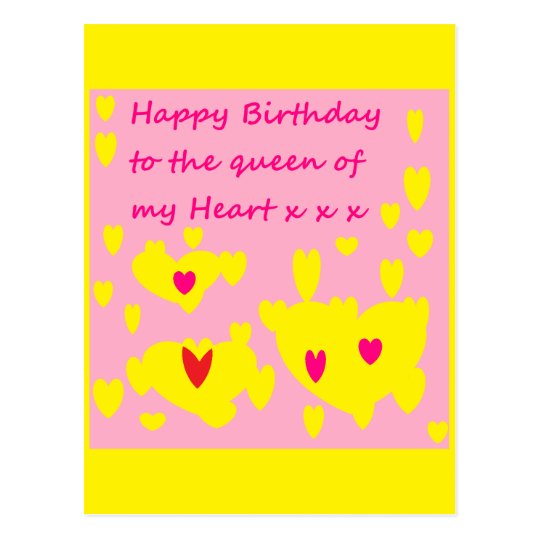 Pink and yellow happy birthday romantic postcard | Zazzle.com