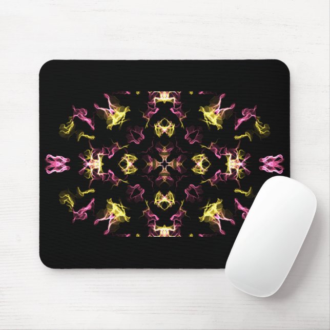 Pink and Yellow Hippie Mandala Drawing  Mouse Pad (With Mouse)