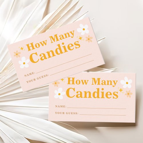 Pink and Yellow How Many Candies Baby Shower Game Enclosure Card