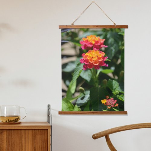 Pink and Yellow Lantana Flowers Photographic Hanging Tapestry