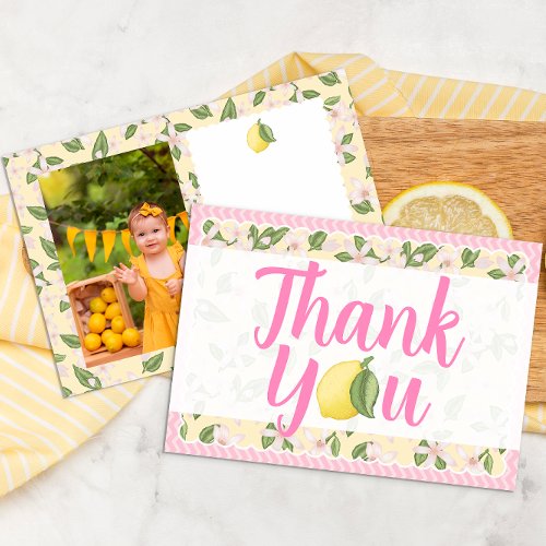 Pink and Yellow Lemon Thank You Card