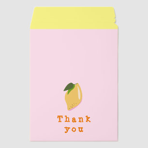 Pink and Yellow Lemon Thank You Envelope Mailers