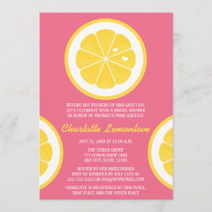 PINK AND YELLOW LEMON THEMED BRIDAL SHOWER INVITATION
