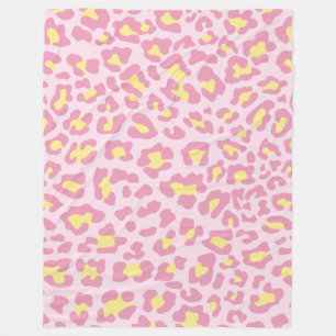 Pink and Yellow Leopard Print Fleece Blanket