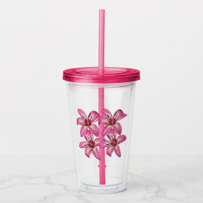 Pink and Yellow Lilies Acrylic Tumbler