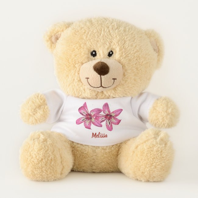 Pink and Yellow Lilies Teddy Bear