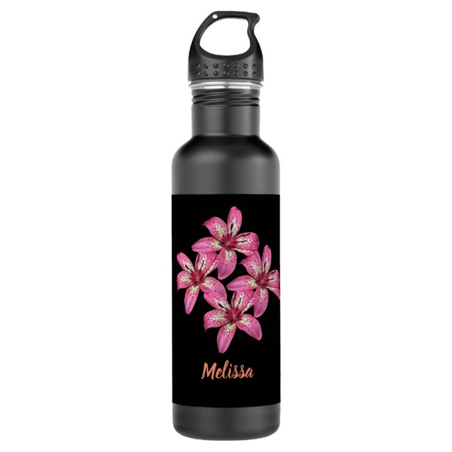 Pink and Yellow Lilies Water Bottle