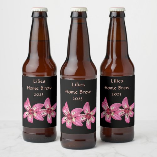 Pink and Yellow Lily Beer Labels