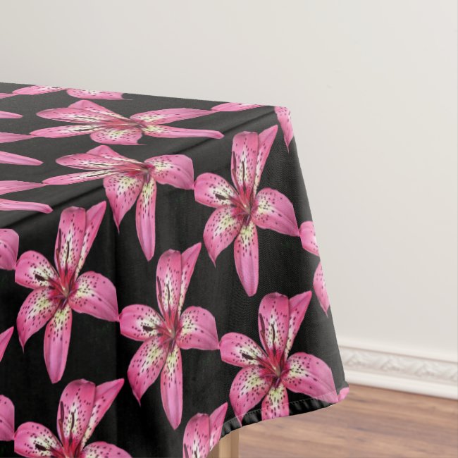 Pink and Yellow Lily Pattern Tablecloth