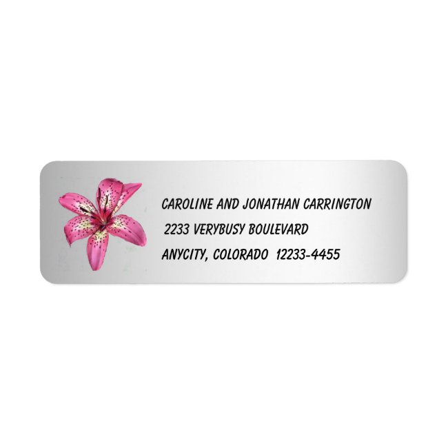 Pink and Yellow Lily Return Address Label