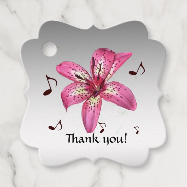 Pink and Yellow Lily Thank You Set of Favor Tags