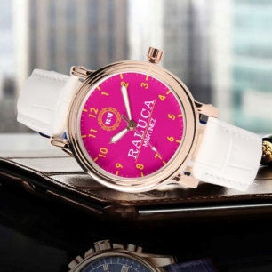 Pink and yellow minimal Monogram Name  Watch