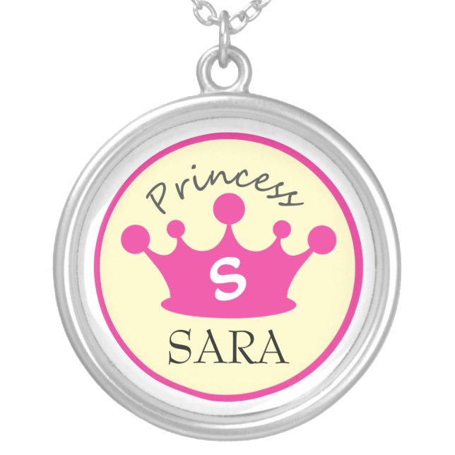 Pink and Yellow Monogram Princess Necklace (Front)