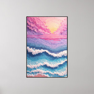 Pink and Yellow Ocean Waves – Abstract Wall Art