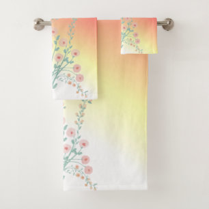 Pink And Yellow Ombre Bath Towel Set