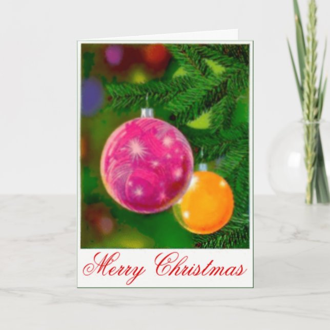 Pink And Yellow Ornaments Custom Greetings Card (Front)