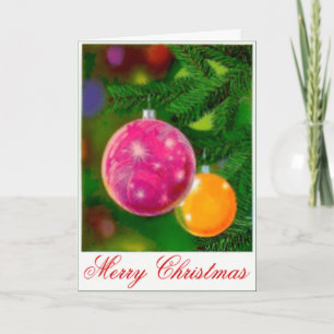 Pink And Yellow Ornaments Custom Greetings Card