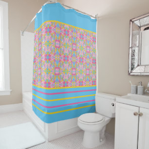 Pink and Yellow Paint Splash Shower Curtain