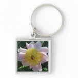 Pink and Yellow Peonies Beautiful Floral Keychain