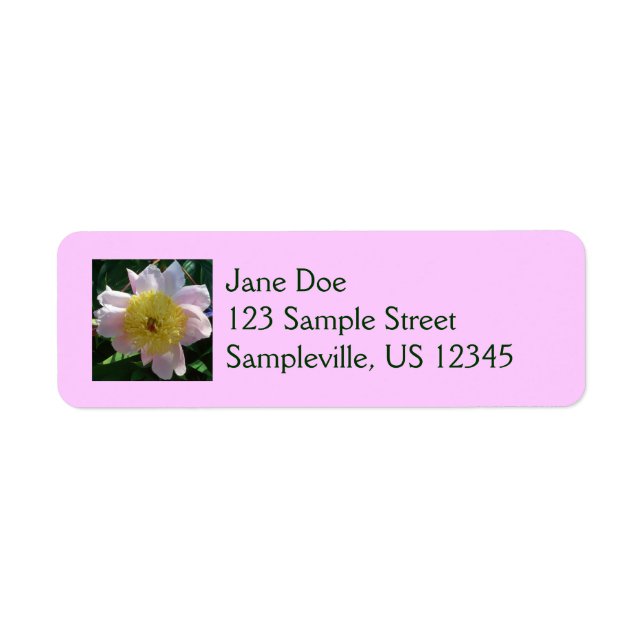 Pink and Yellow Peonies Beautiful Floral Label (Front)