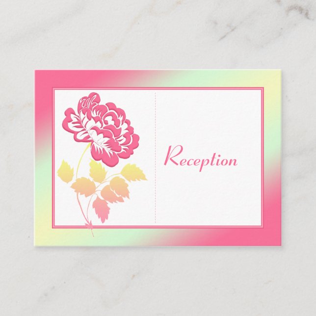 Pink and Yellow Peony on Linen Enclosure Card (Front)
