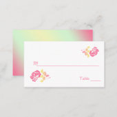 Pink and Yellow Peony on White Place Cards (Front/Back)