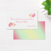 Pink and Yellow Peony on White Wedding Favor Tag (Desk)