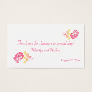 Pink and Yellow Peony on White Wedding Favor Tag