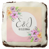 Pink and Yellow Petunias Wedding Personalized Brownie (Front)