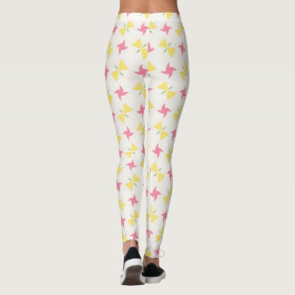Pink and yellow pinwheel floral leggings