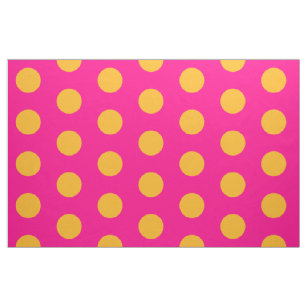 Pink And Yellow Polka Dot Combed Cotton Fabric