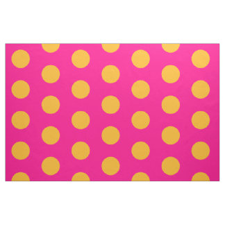 Pink And Yellow Polka Dot Combed Cotton Fabric