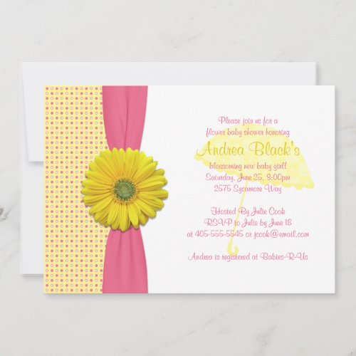 Pink and Yellow Polka Dots Baby Shower Invitation