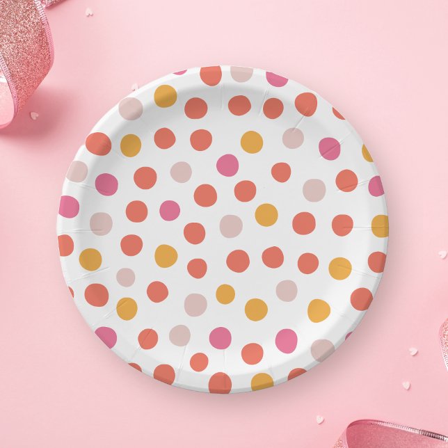 Pink and yellow polka dots paper plate (Creator Uploaded)