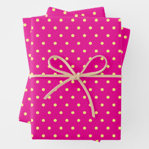 Pink and Yellow Polka Dots Wrapping Paper Sheets