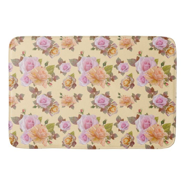 Pink And Yellow Roses Bath Mat | Zazzle.com